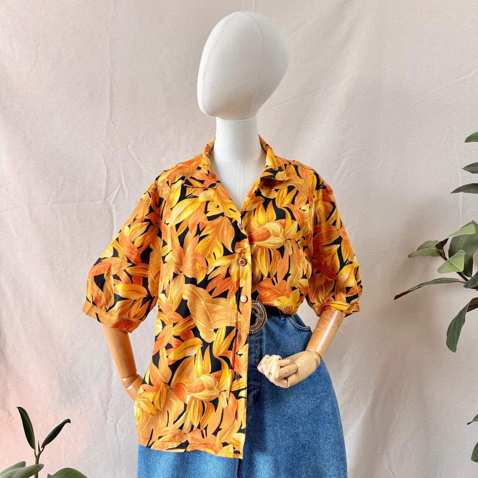 Vintage Orange Floral Shirt — 2