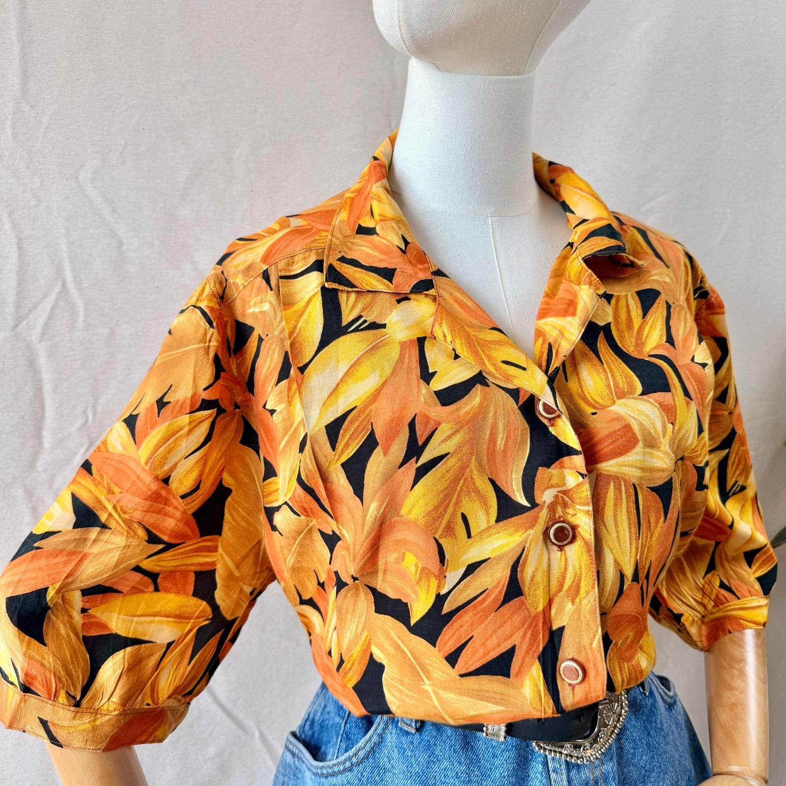 Vintage Orange Floral Shirt — 5