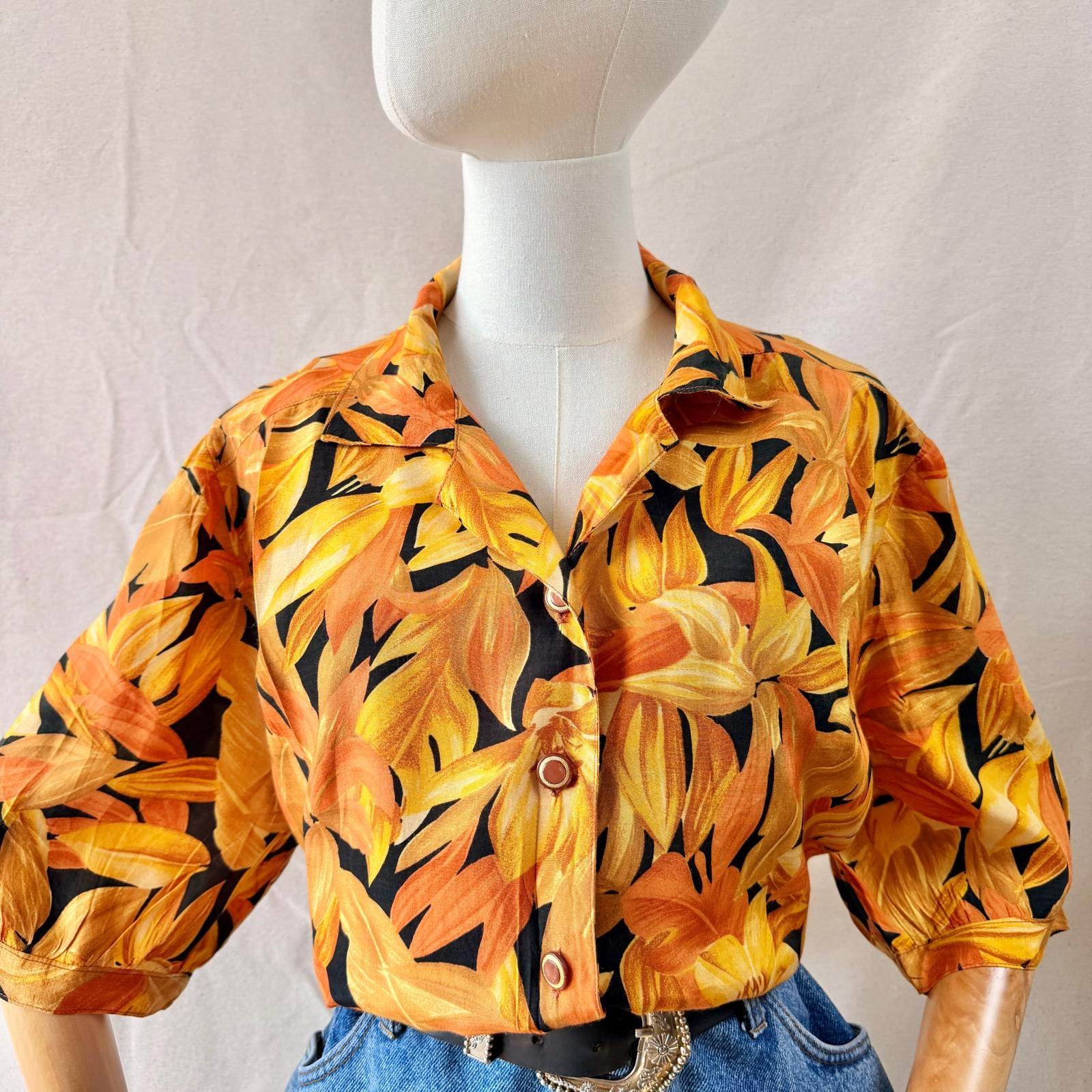 Vintage Orange Floral Shirt — 4