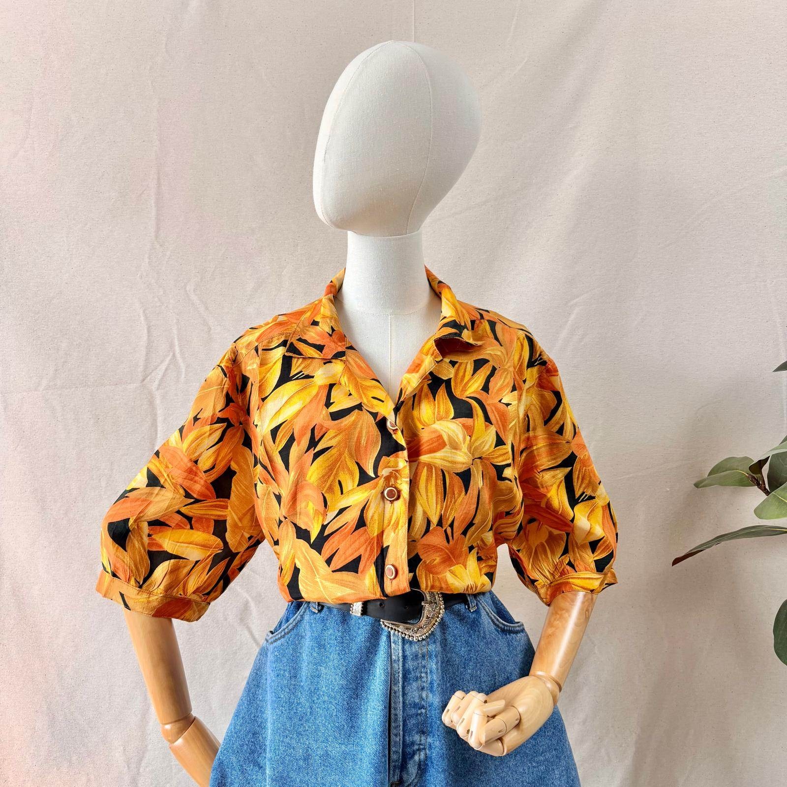 Vintage Orange Floral Shirt