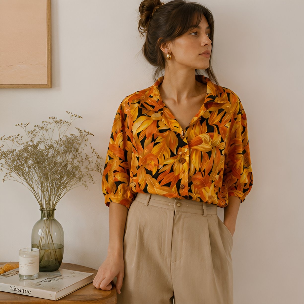 Vintage Orange Floral Shirt — 10