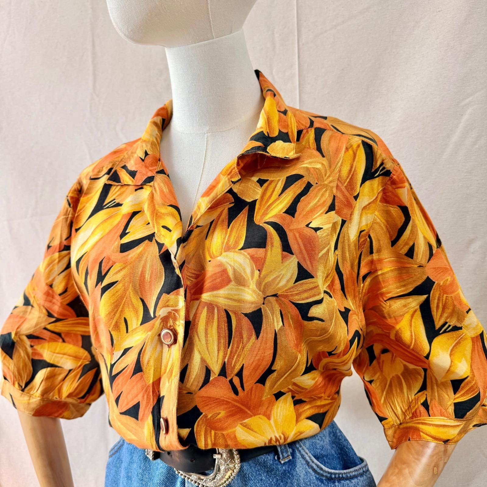 Vintage Orange Floral Shirt — 3