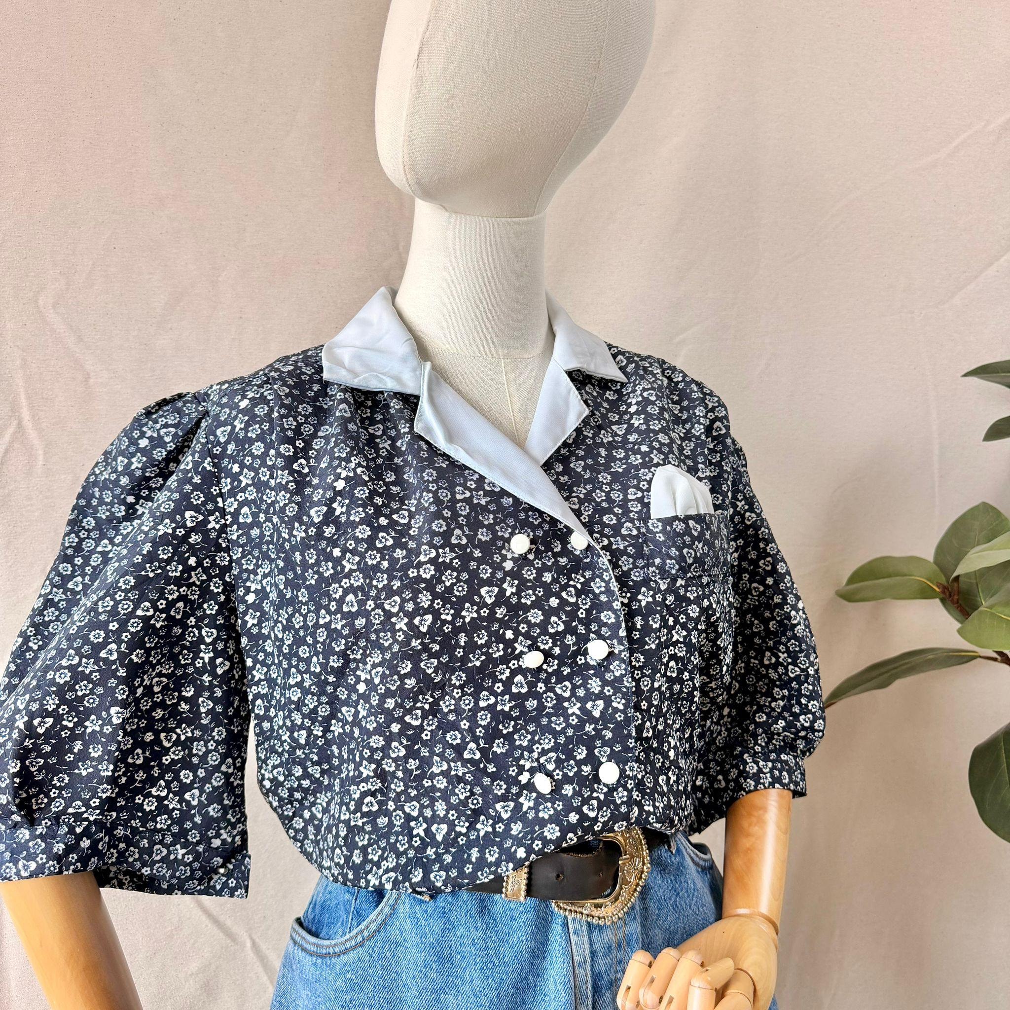 Blue Floral Short Sleeve Shirt — 3