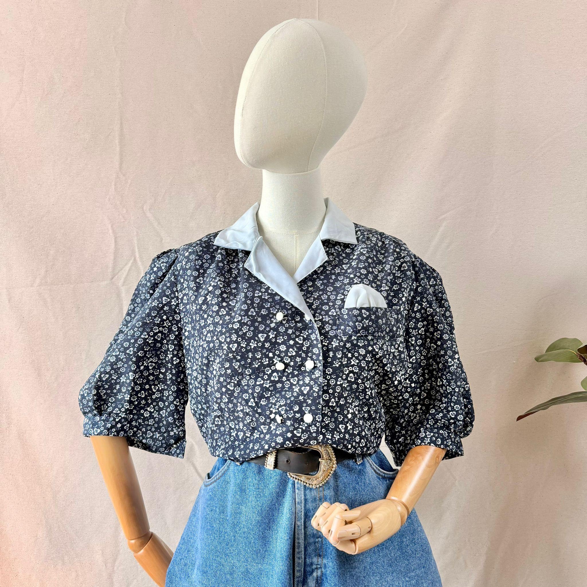 Blue Floral Short Sleeve Shirt