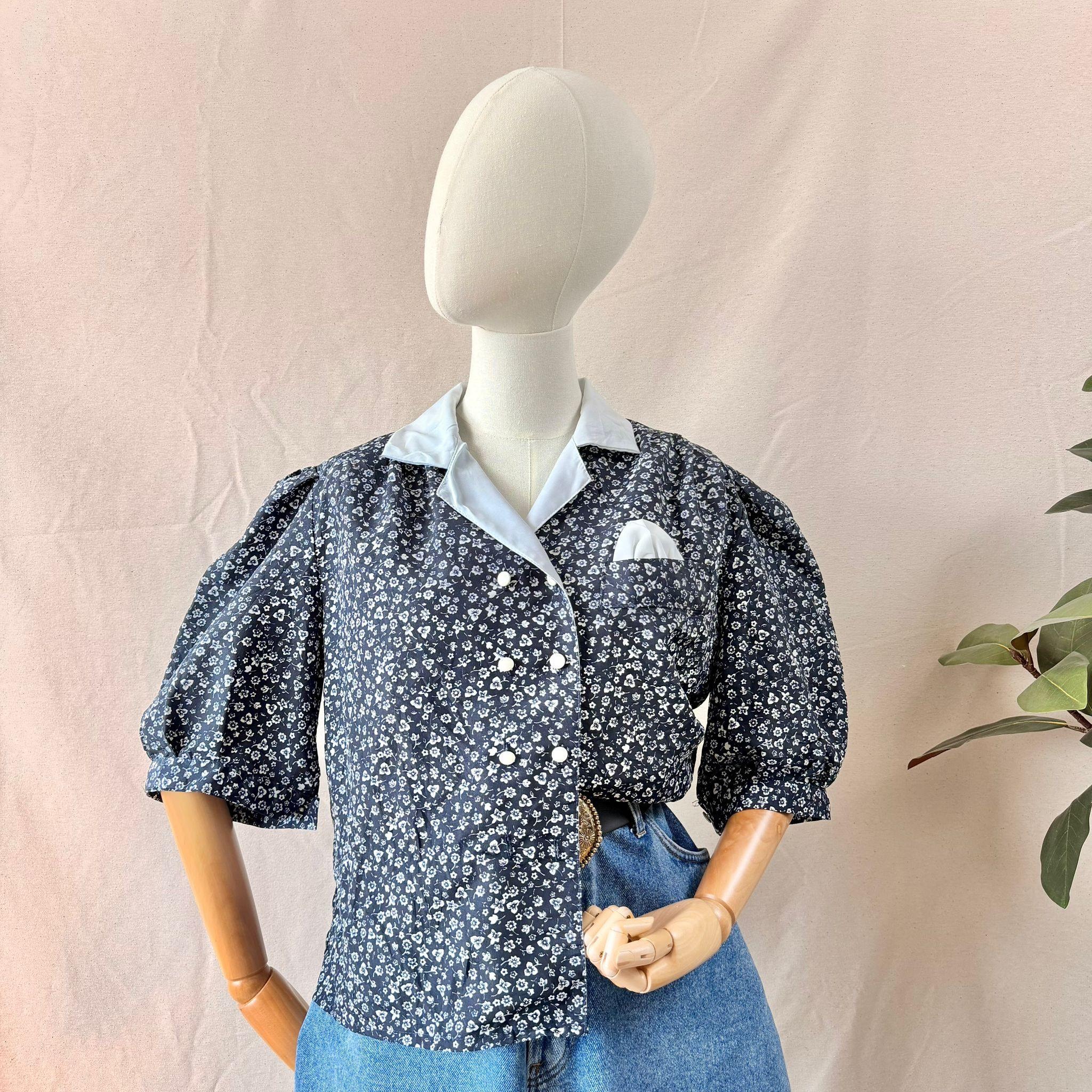 Blue Floral Short Sleeve Shirt — 2
