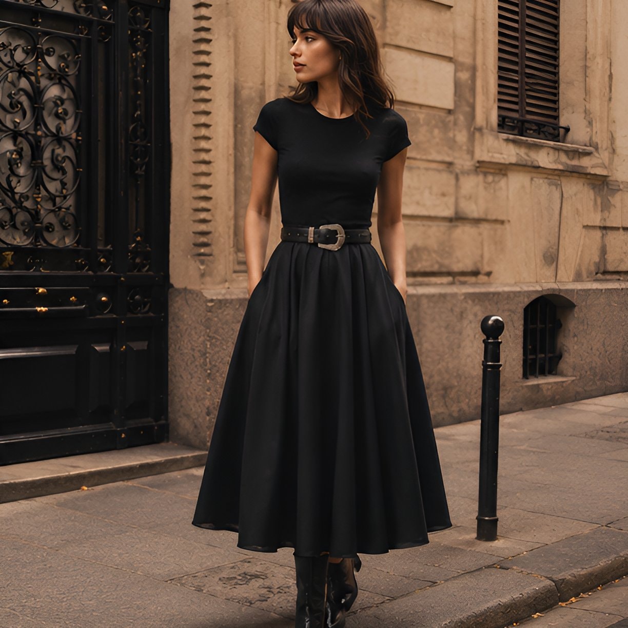 Black Vintage Midi Skirt — 6