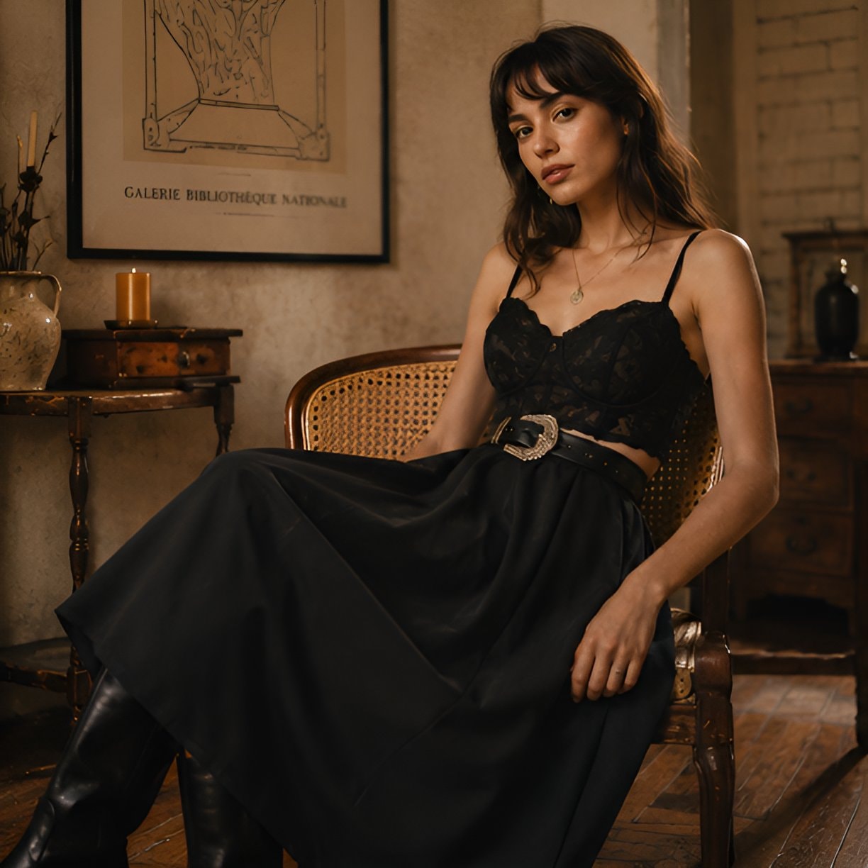 Black Vintage Midi Skirt — 5