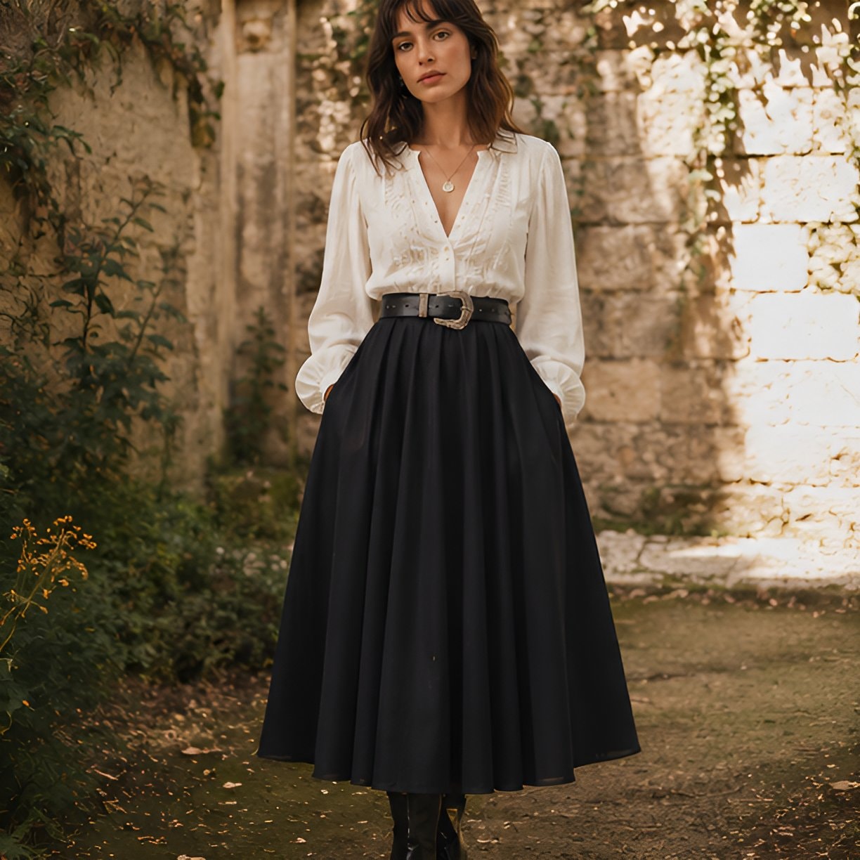 Black Vintage Midi Skirt — 8