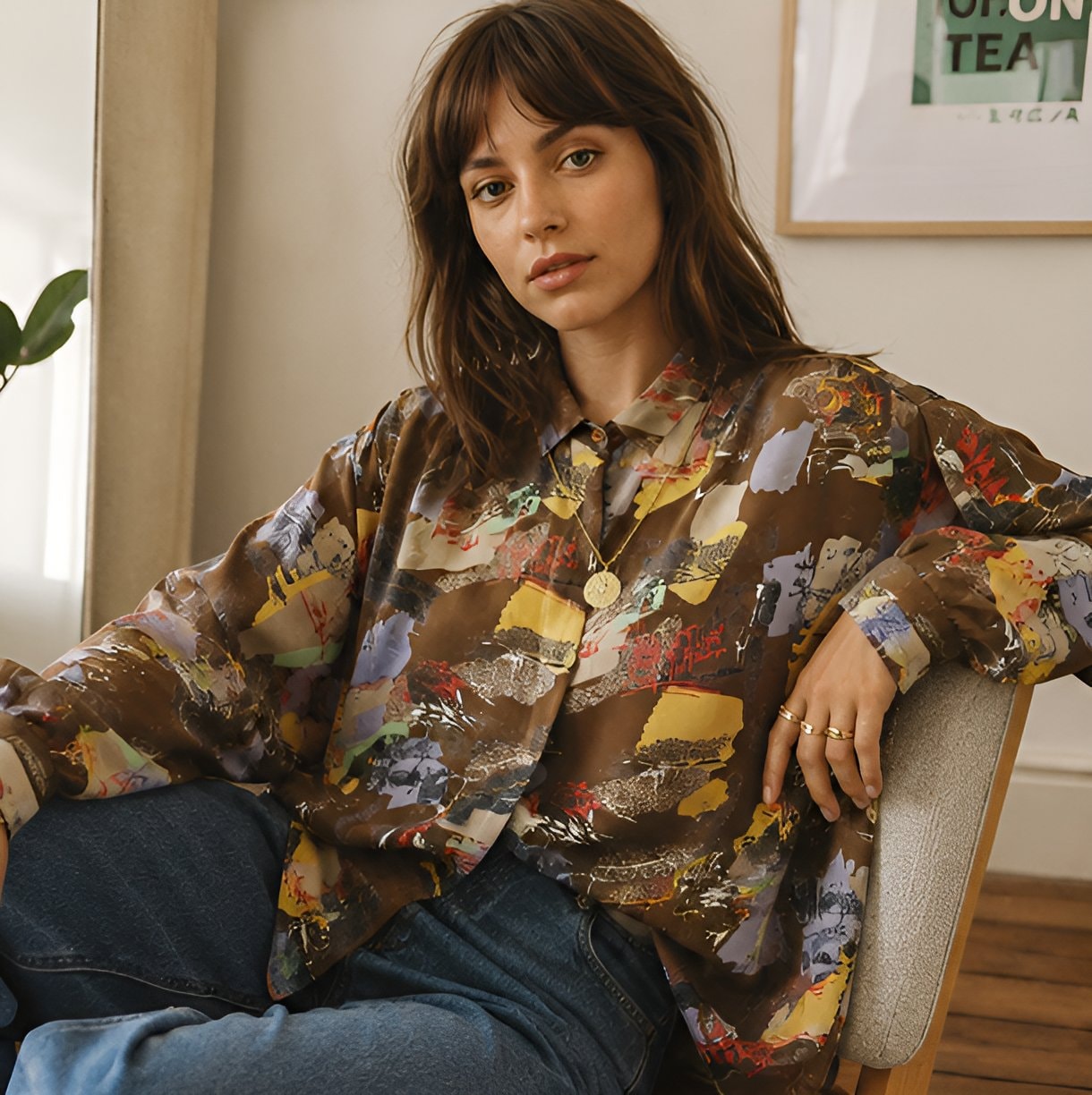 Abstract Print Long Sleeve Shirt — 5