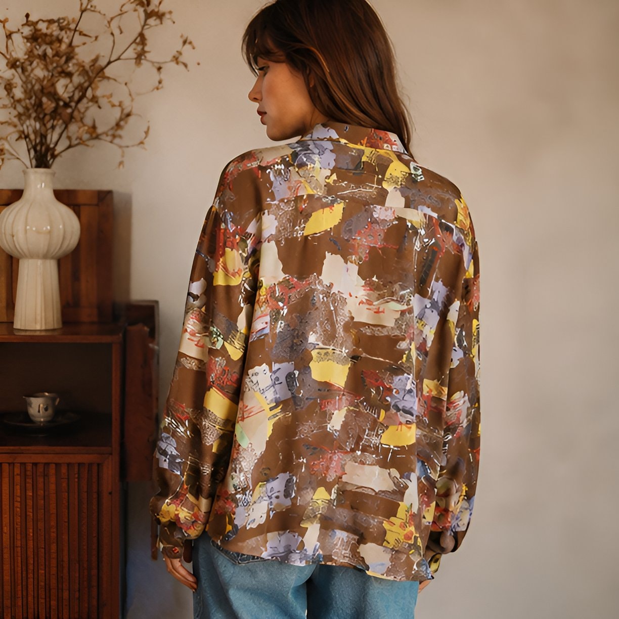 Abstract Print Long Sleeve Shirt — 6
