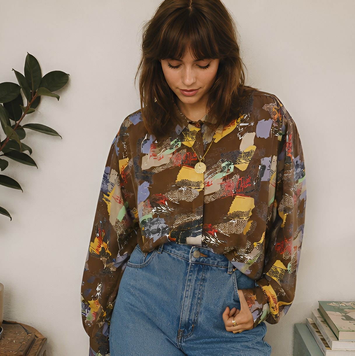 Abstract Print Long Sleeve Shirt — 7