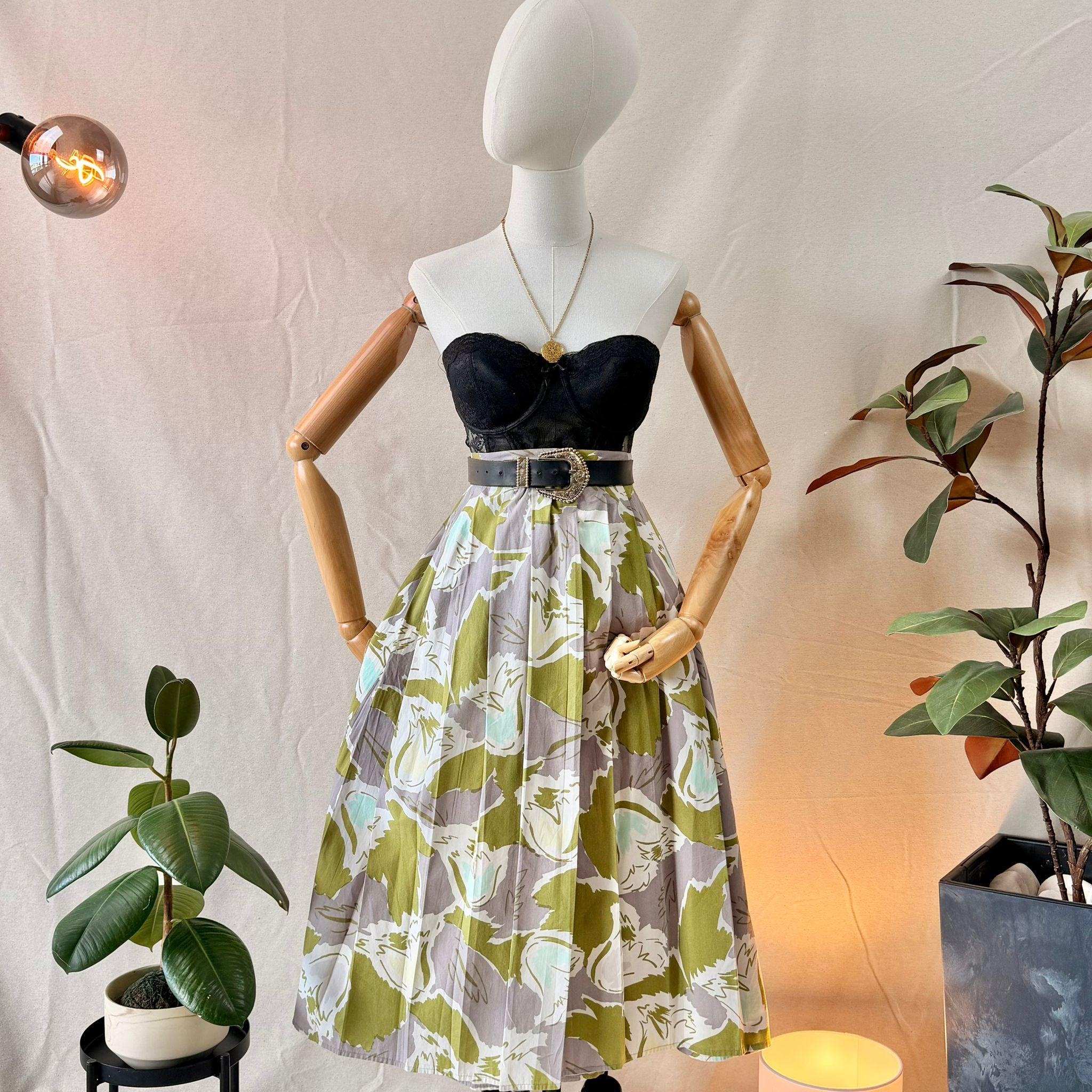 Green Floral Midi Skirt — 2
