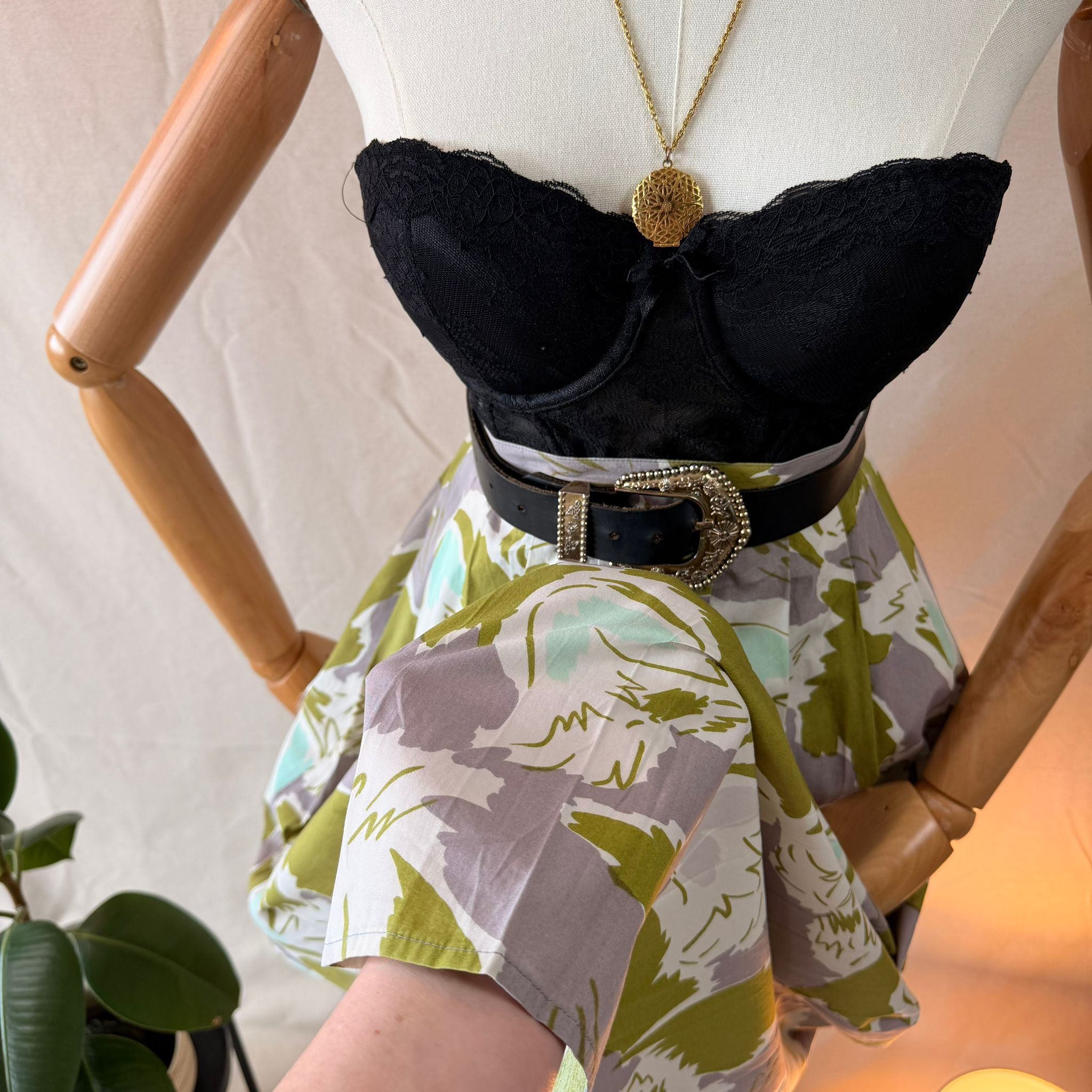 Green Floral Midi Skirt — 3