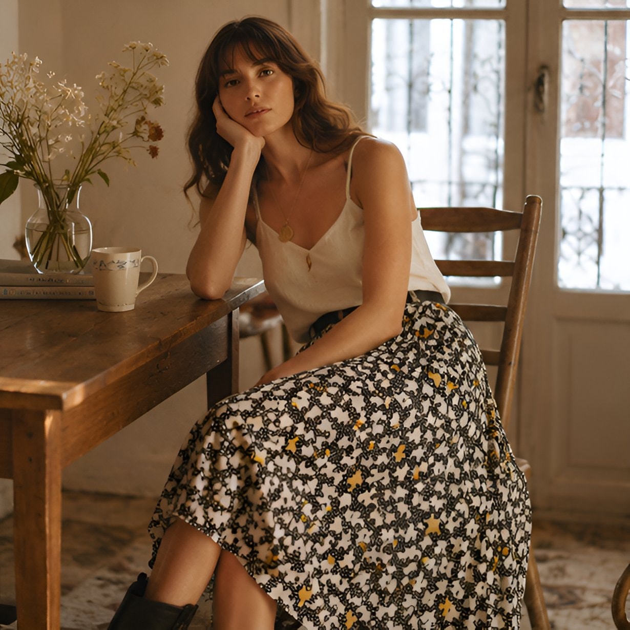 Vintage Floral Midi Skirt — 6