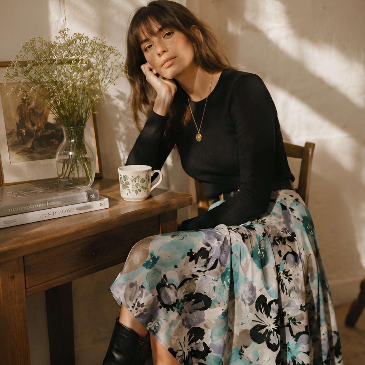 Floral Print Midi Skirt — 4