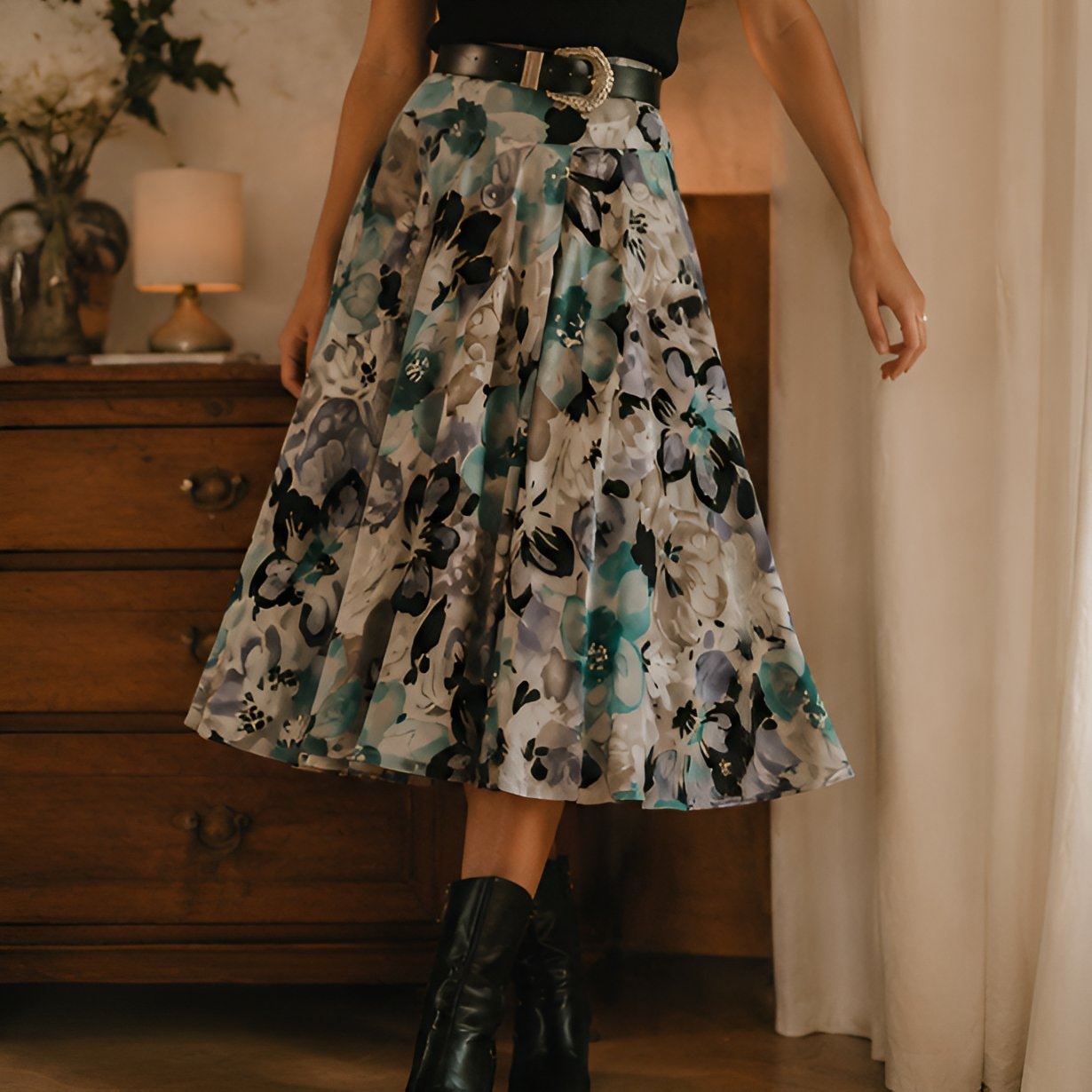 Floral Print Midi Skirt — 5