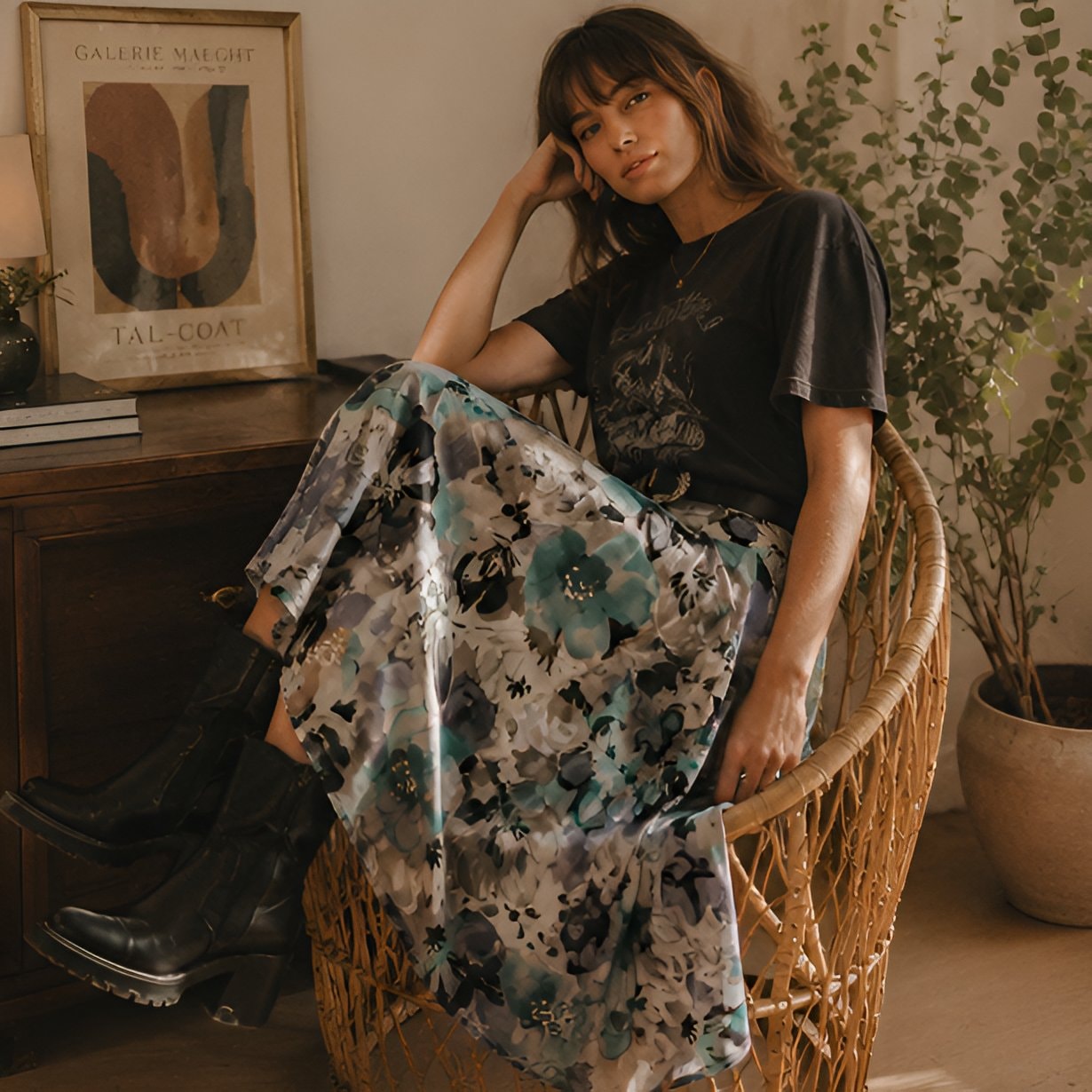 Floral Print Midi Skirt — 7