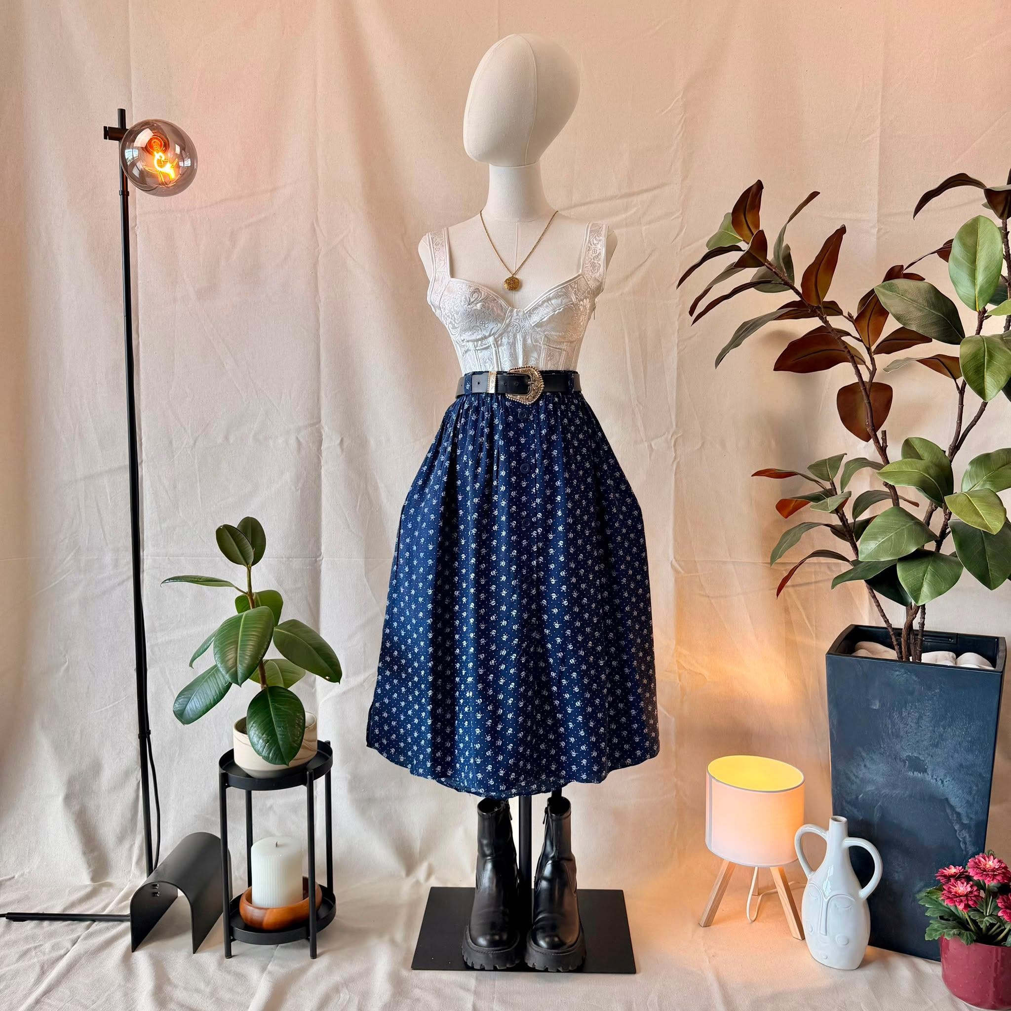 90s Blue Midi Skirt