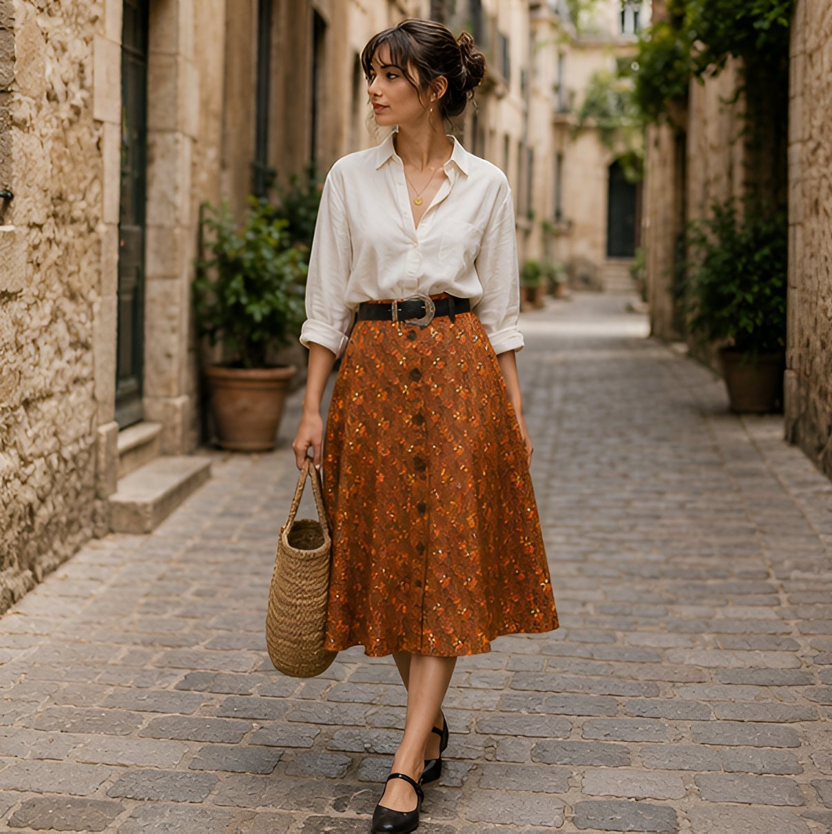 70s Printed Midi Skirt — 6