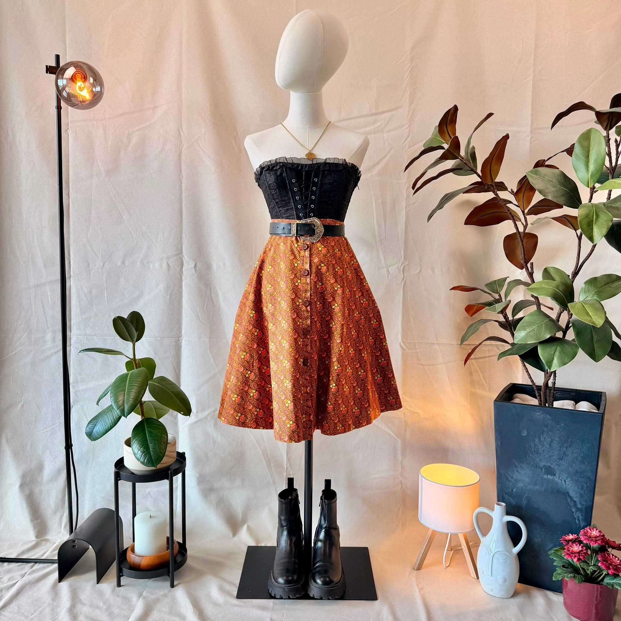 70s Printed Midi Skirt
