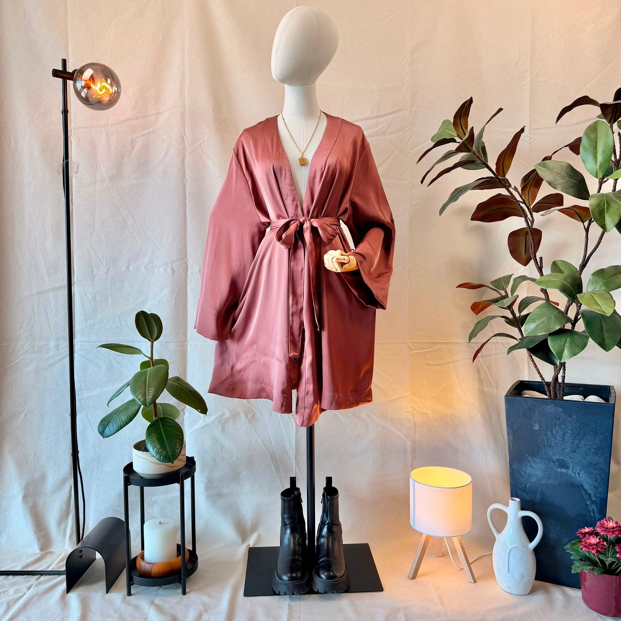 80s Dark Pink Satin Slip Dress