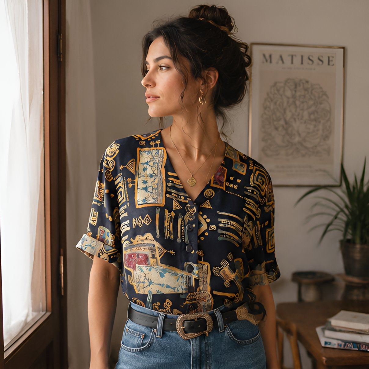 90s Vintage Print Shirt — 11