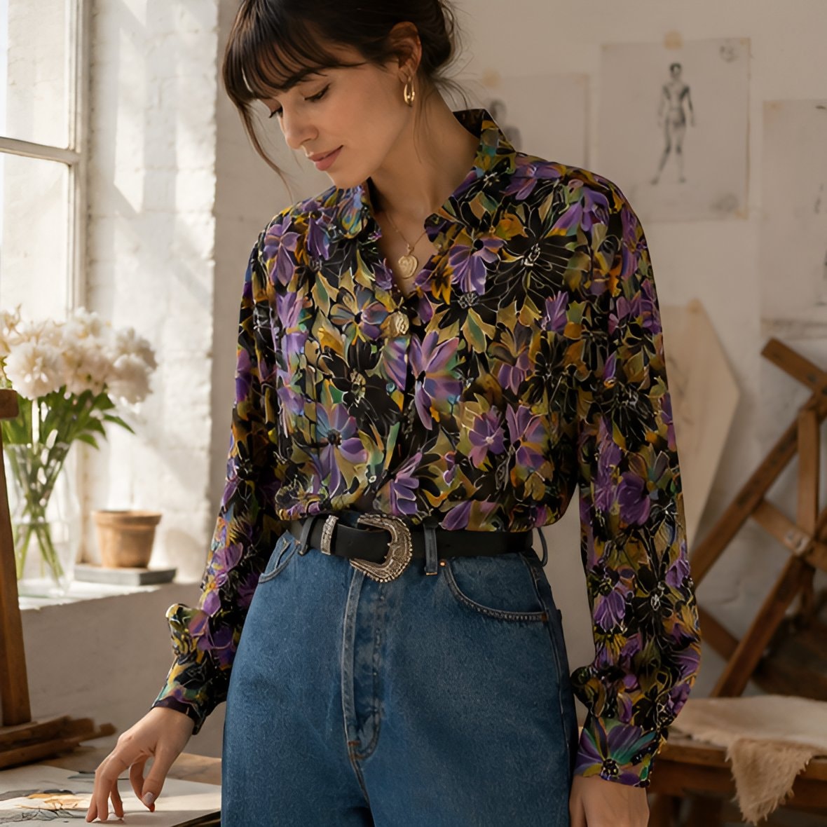 90s Oversized Floral Shirt — 7