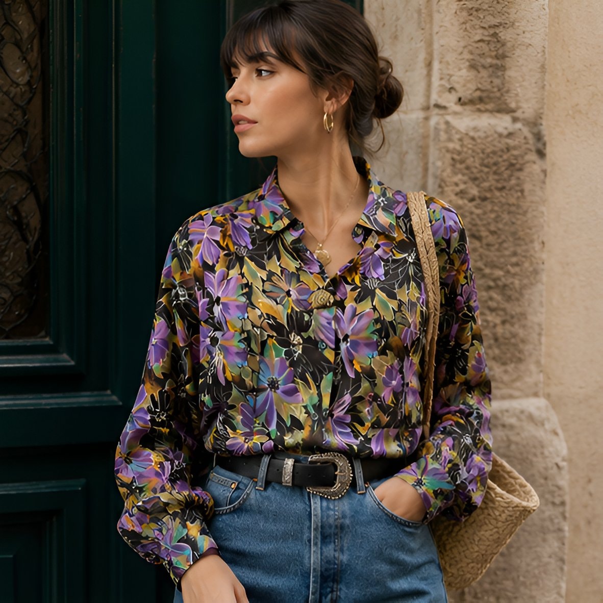 90s Oversized Floral Shirt — 5