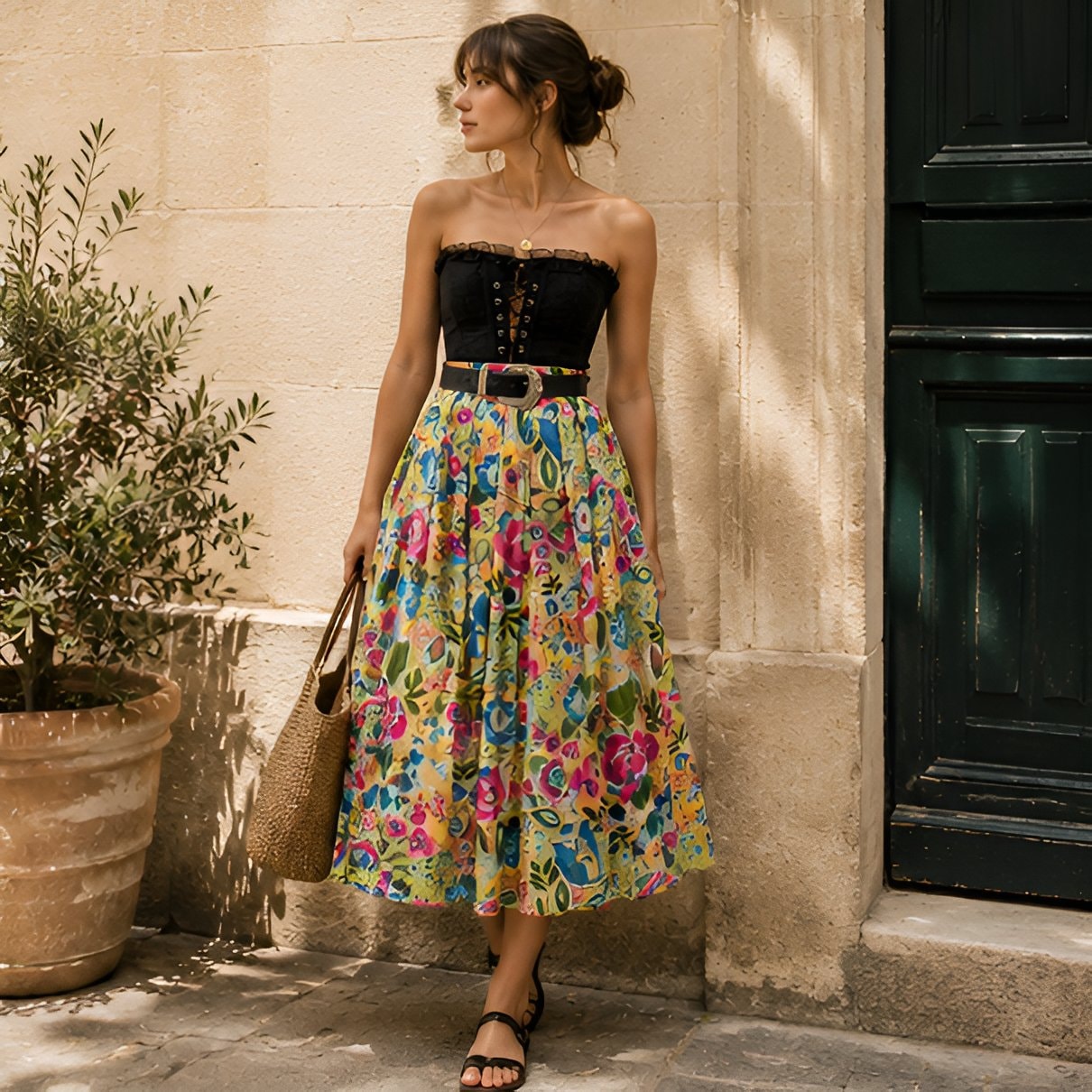 90s Floral Midi Skirt — 8