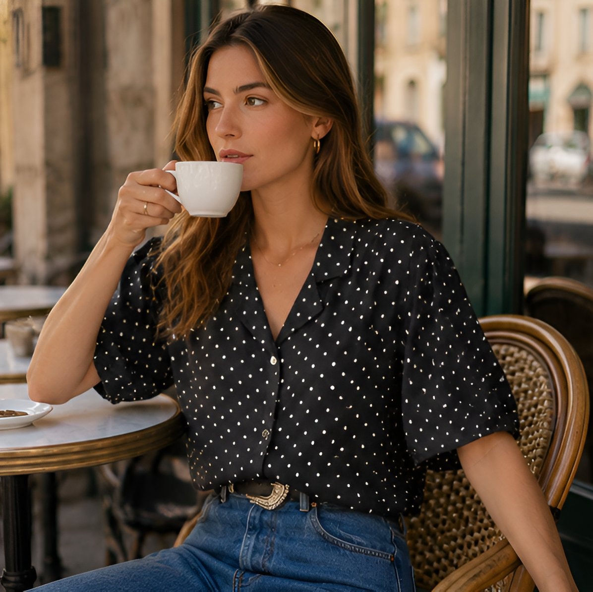 80s Black Polka Dot Shirt — 8