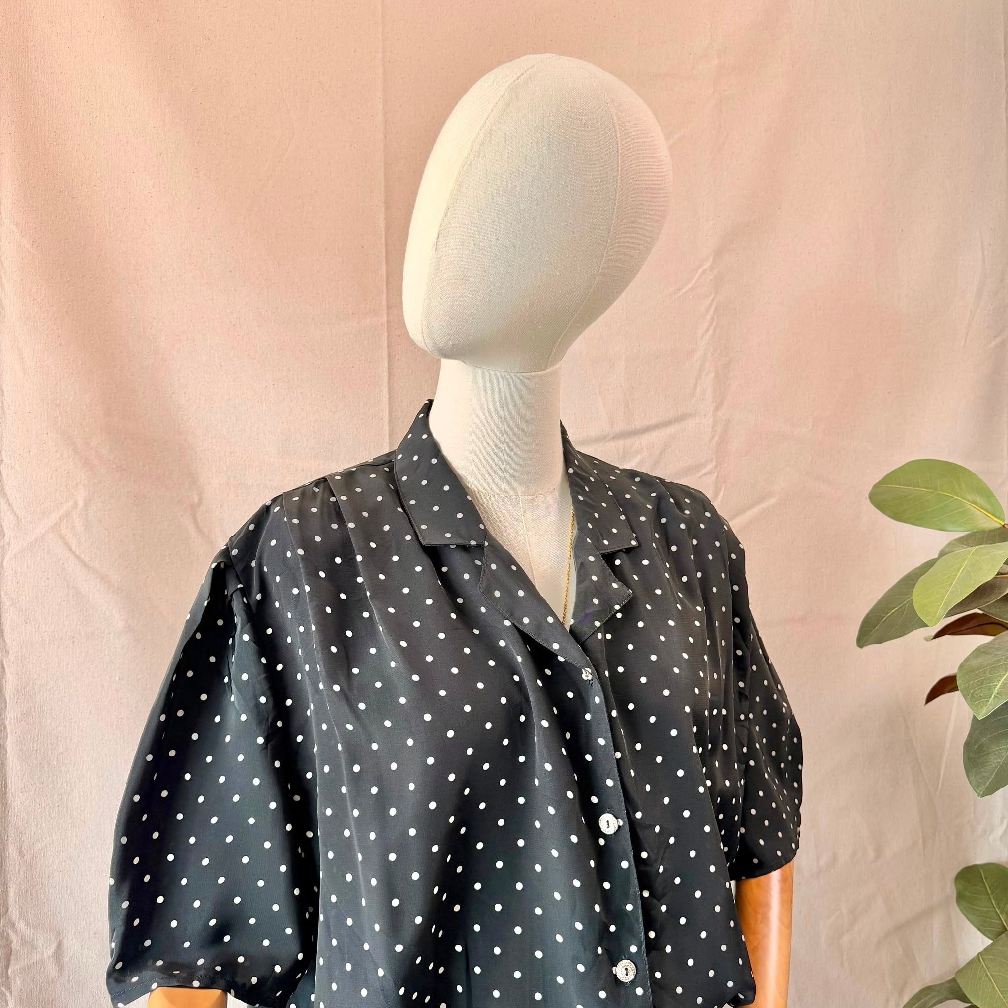 80s Black Polka Dot Shirt — 3