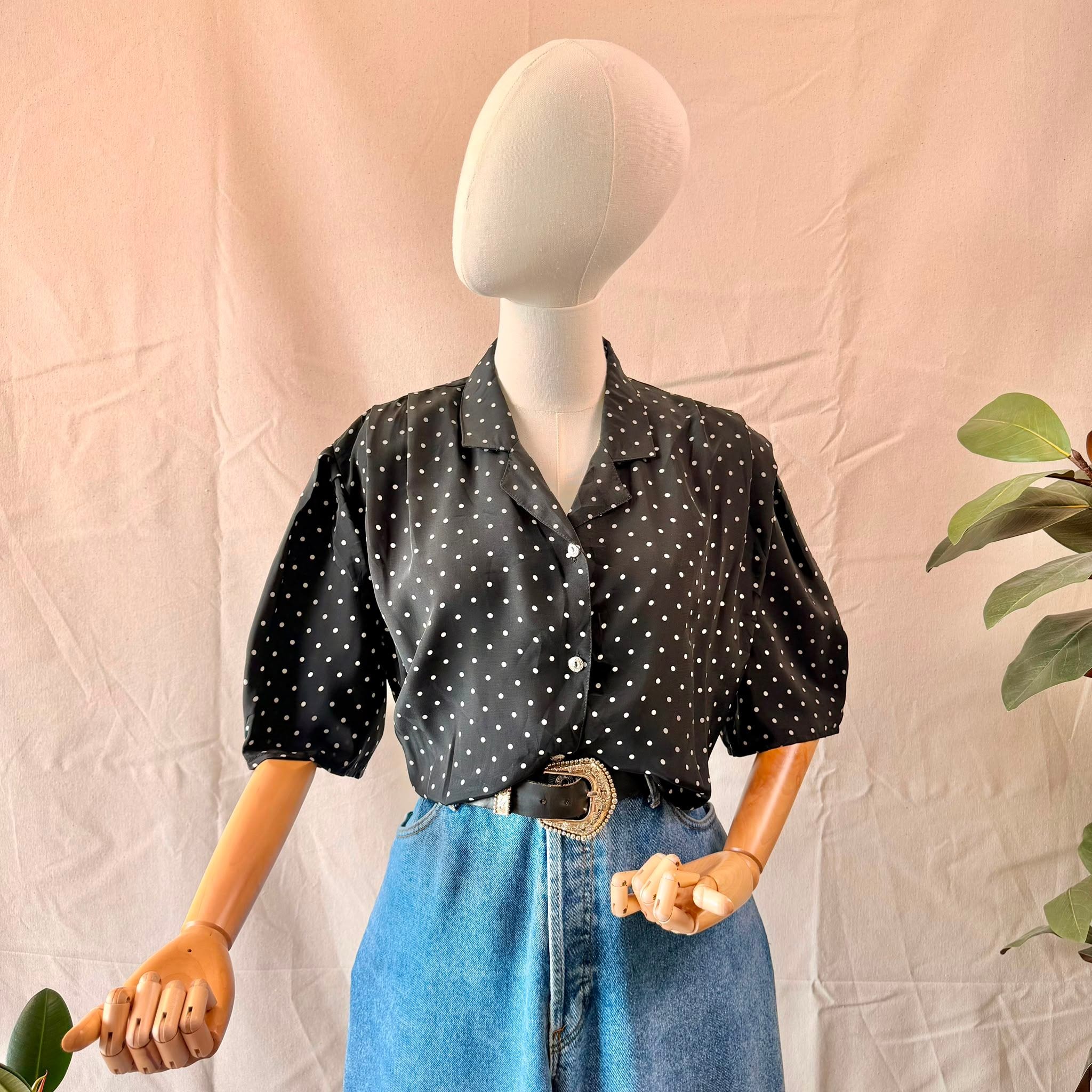 80s Black Polka Dot Shirt