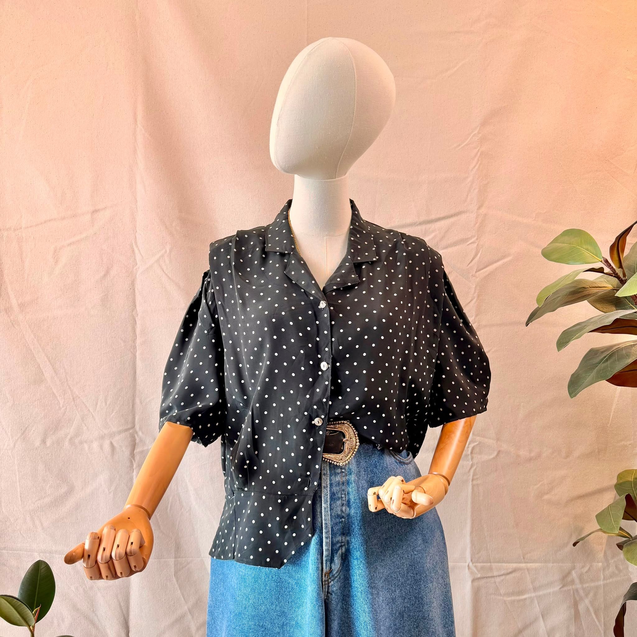 80s Black Polka Dot Shirt — 2