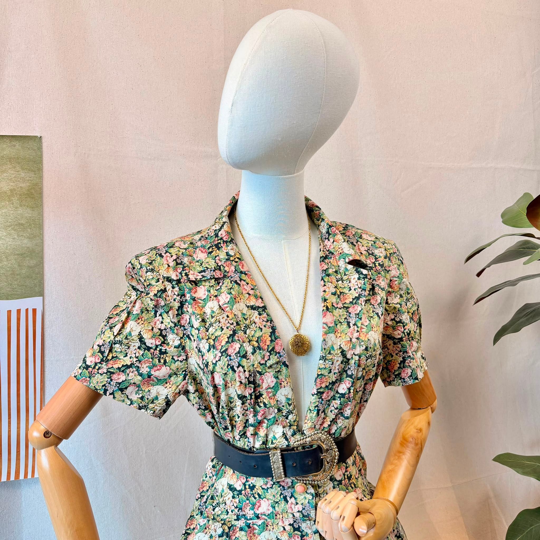 80s Floral Shirt Dress — 4