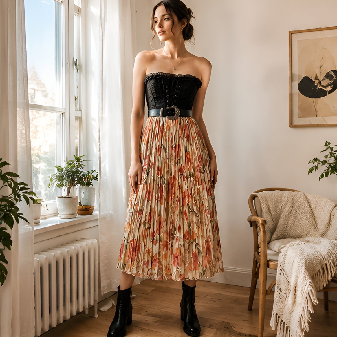 70s Floral Pleated Skirt — 6