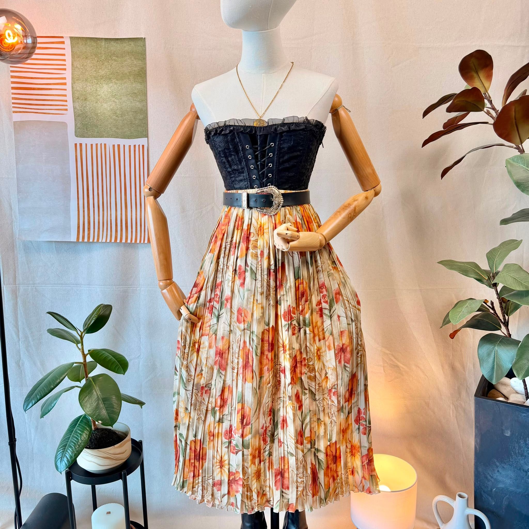 70s Floral Pleated Skirt — 2