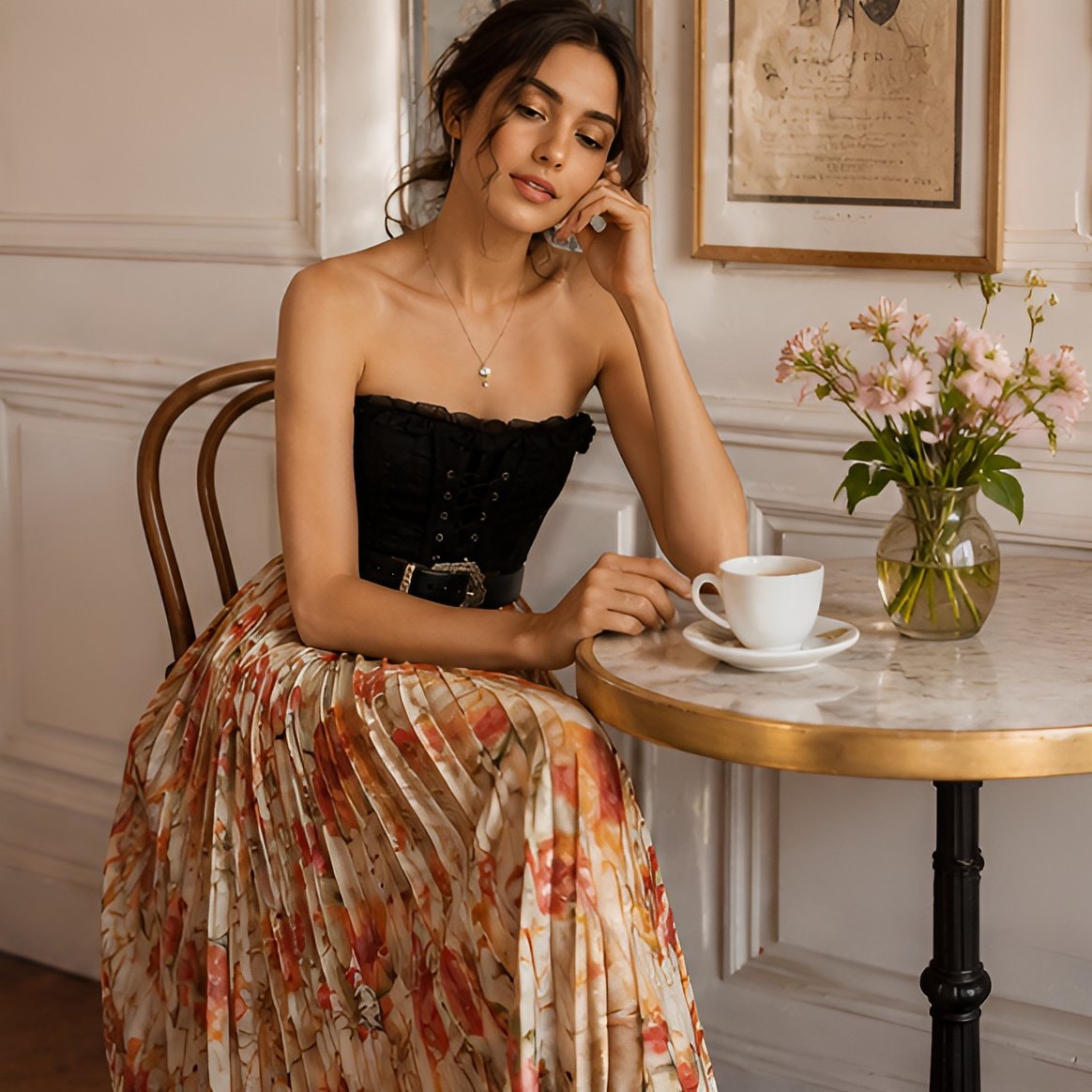 70s Floral Pleated Skirt — 7