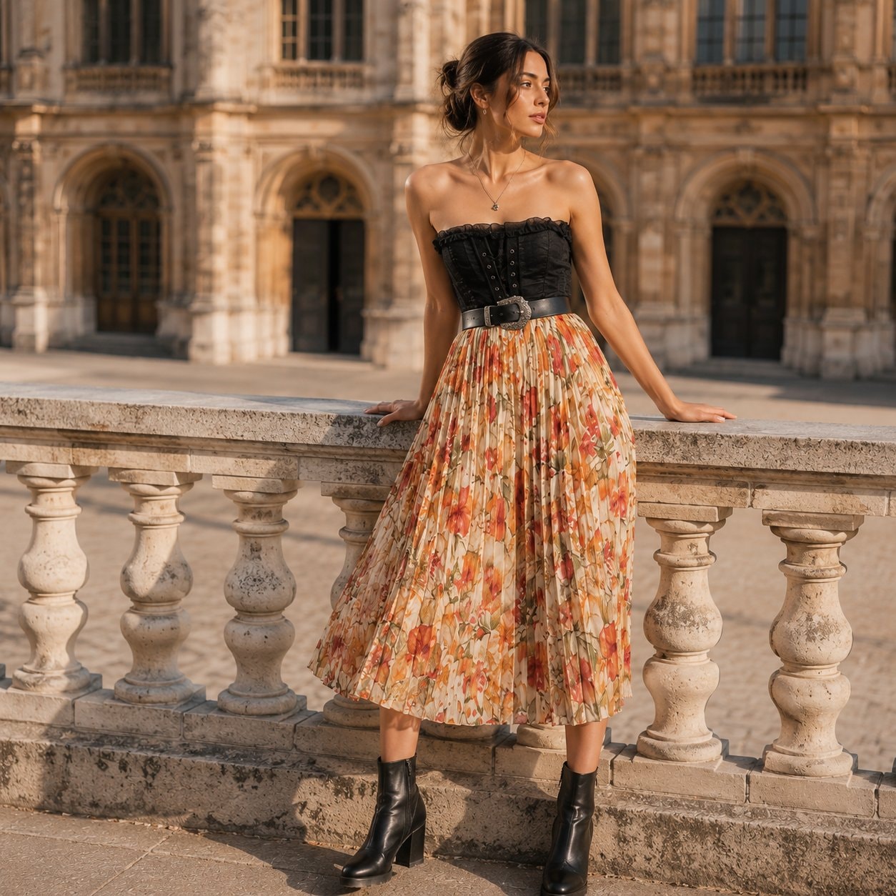 70s Floral Pleated Skirt — 8