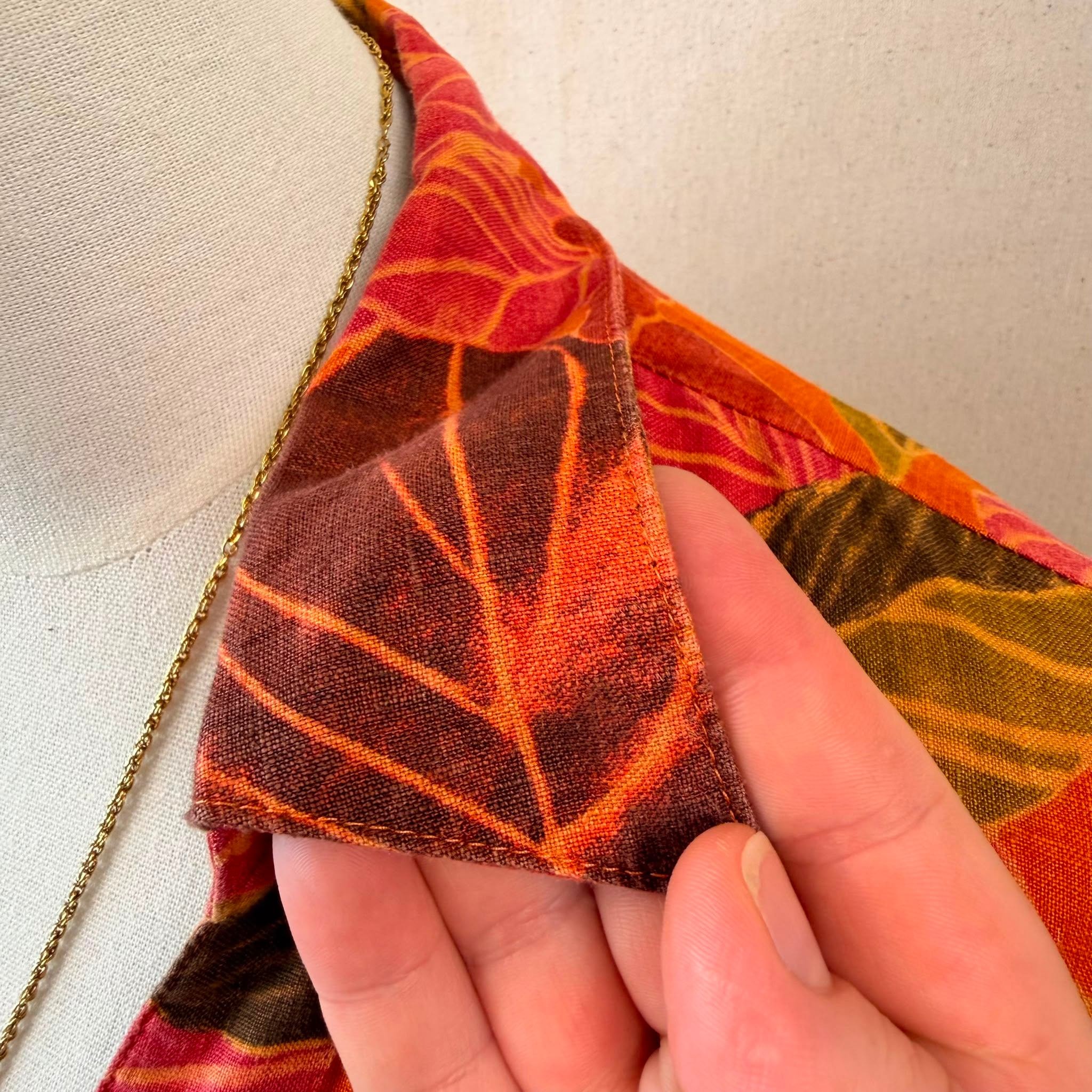 90s Orange Floral Wrap Dress — 5