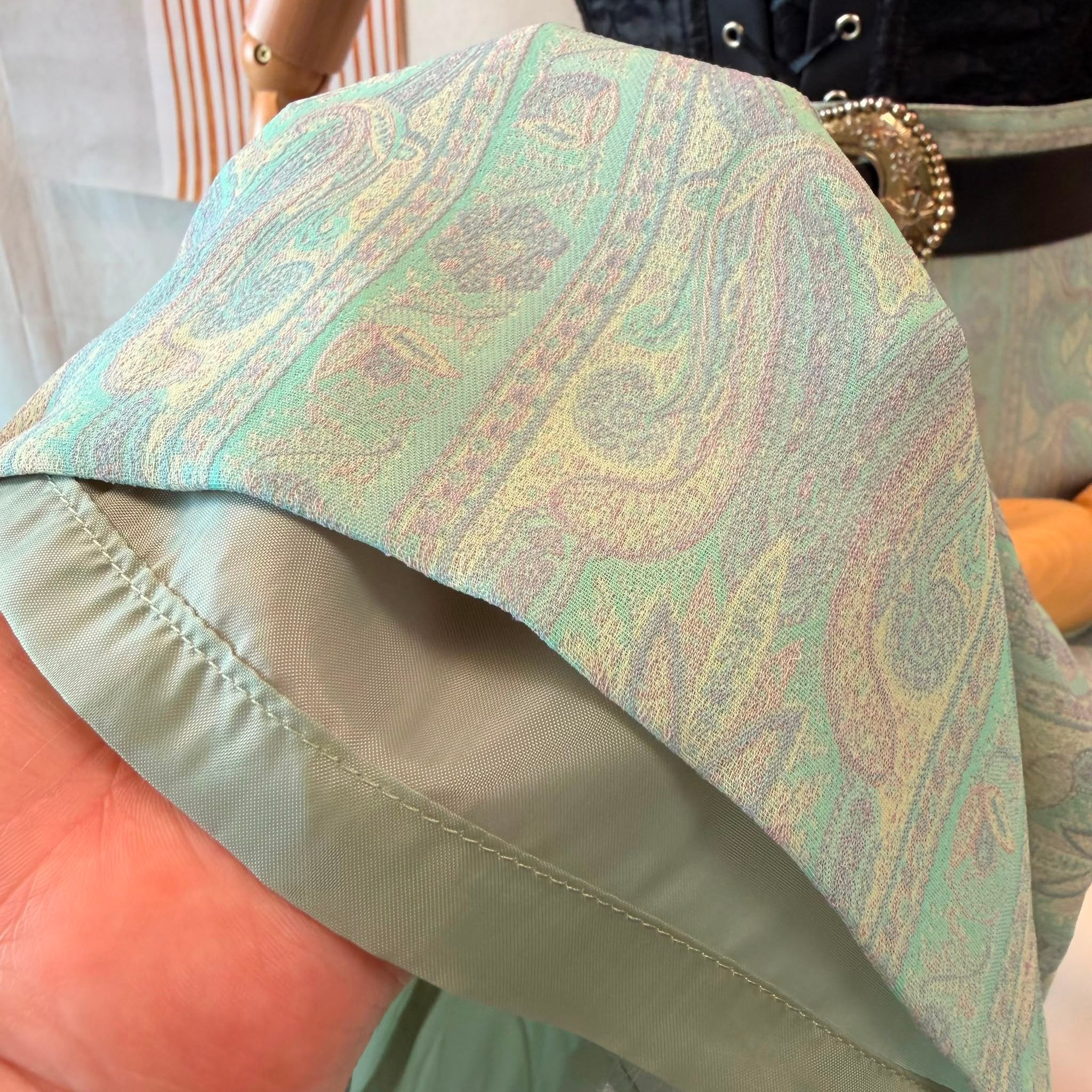80s Aqua Paisley Midi Skirt — 3