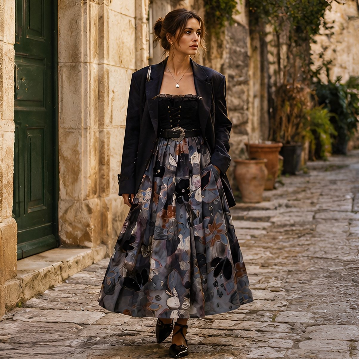 80s Abstract Print Midi Skirt — 6
