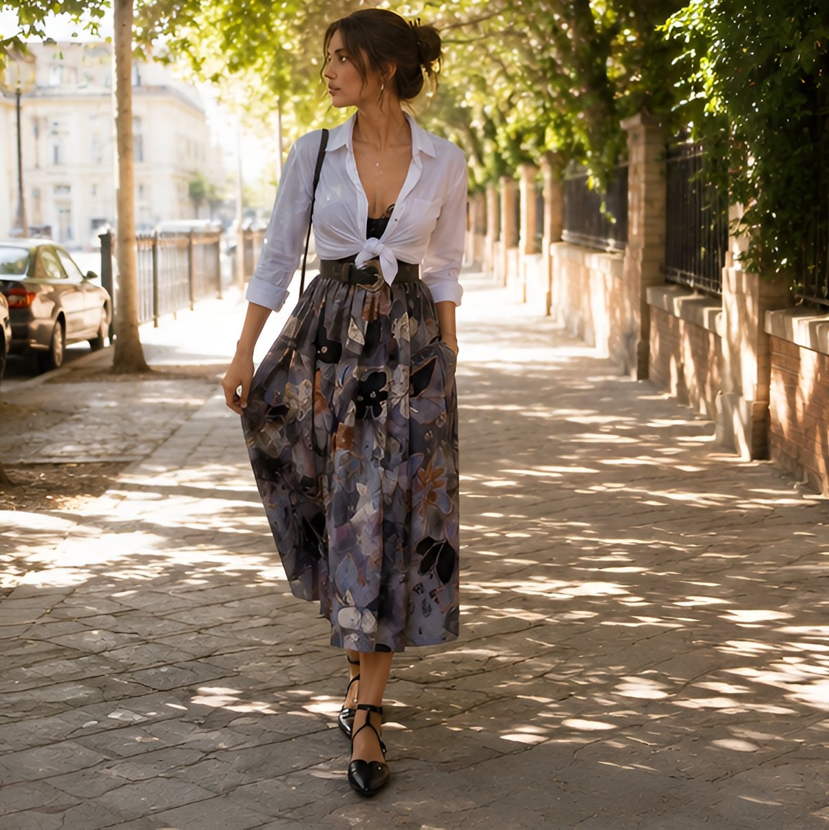 80s Abstract Print Midi Skirt — 9