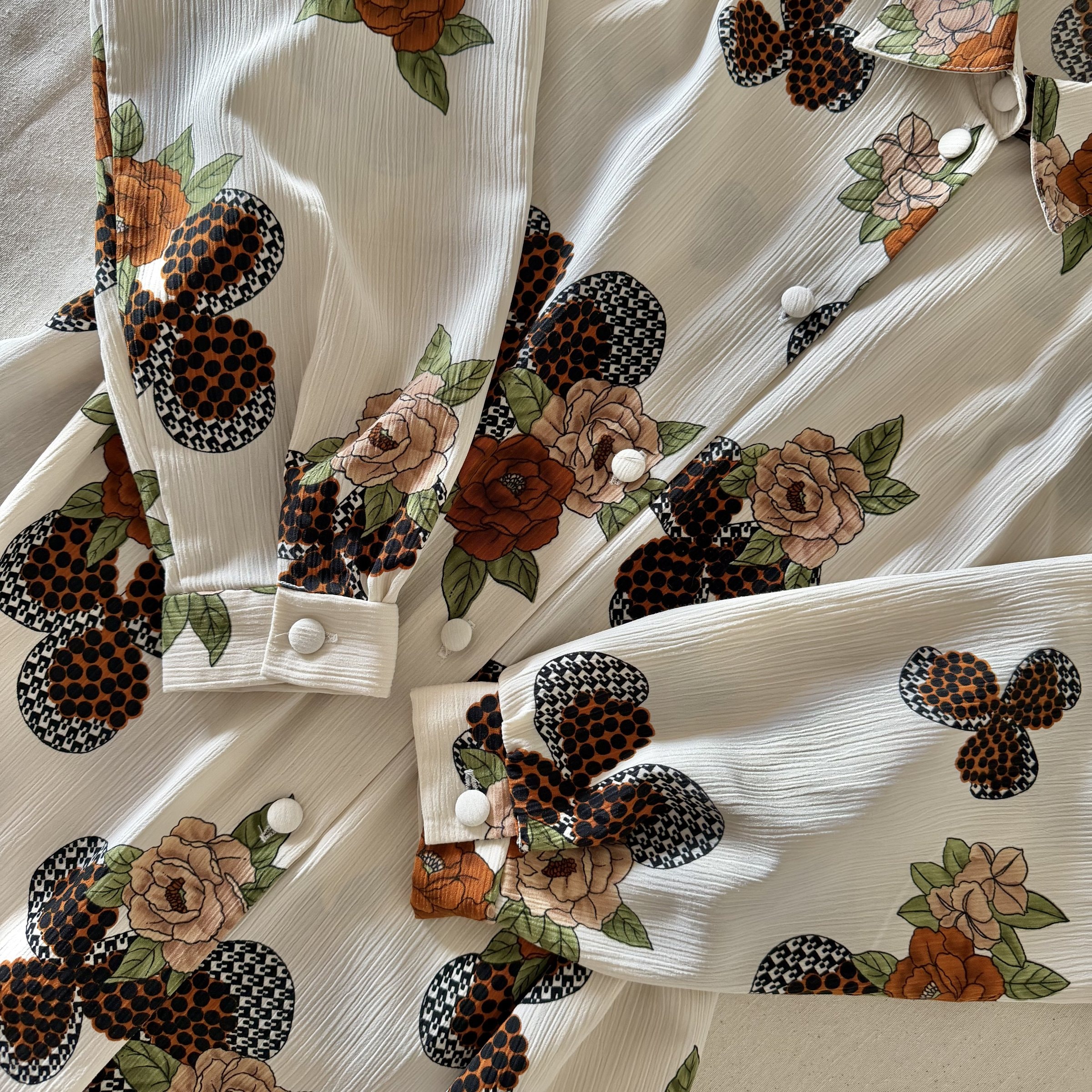 80s Beige Floral Shirt — 6