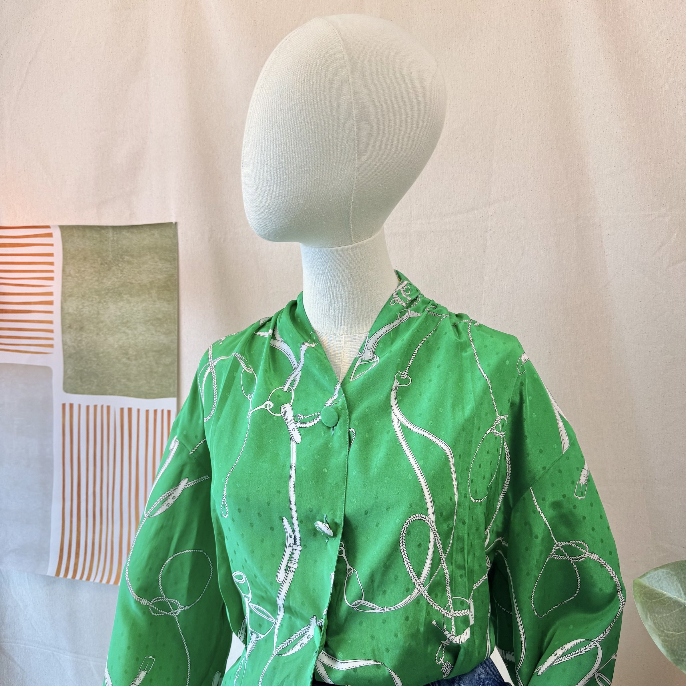 90s Green Equestrian Blouse — 3
