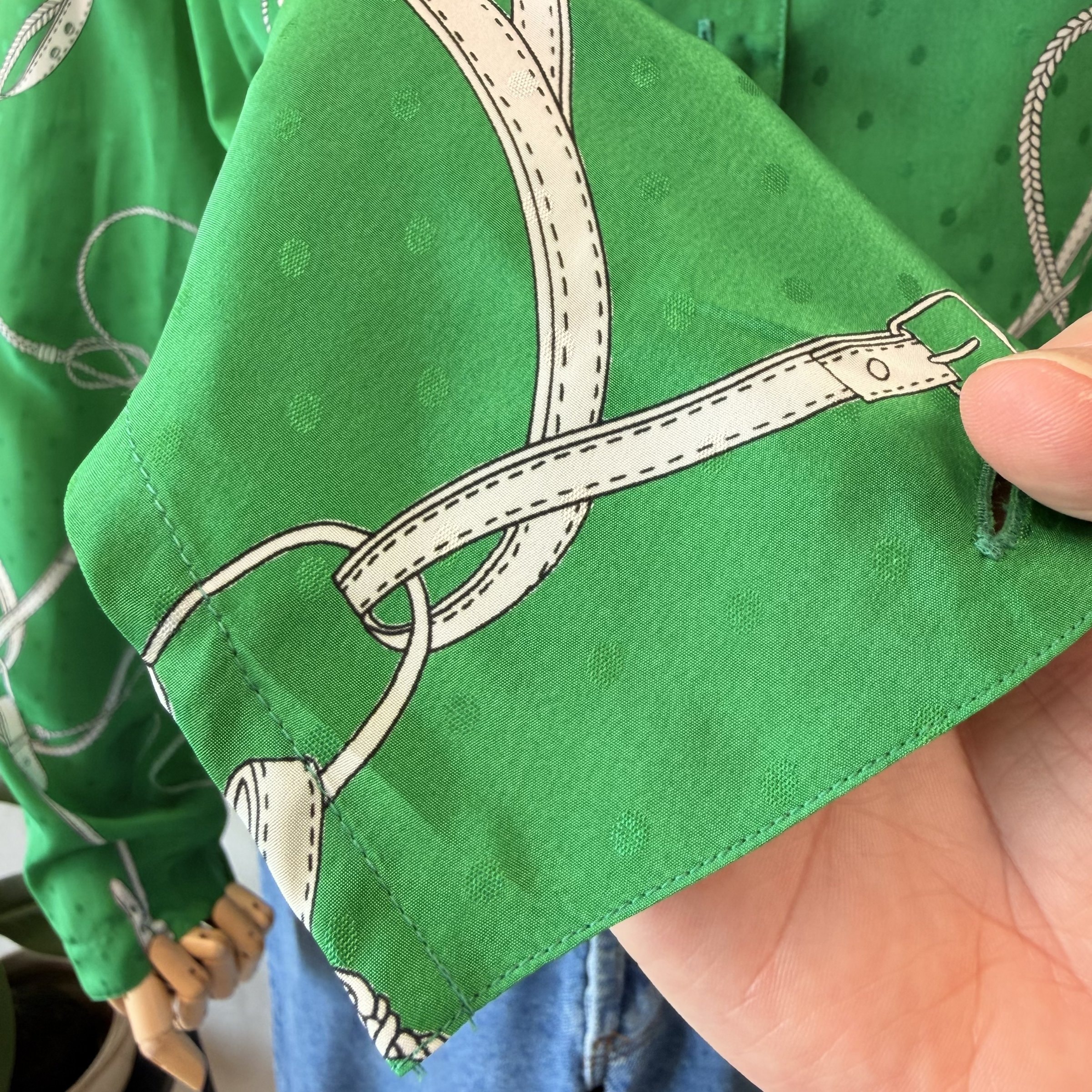 90s Green Equestrian Blouse — 4