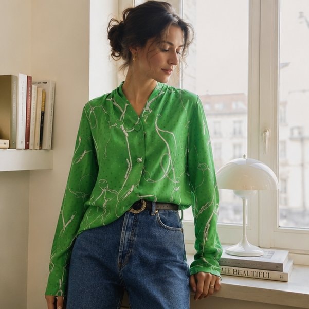 90s Green Equestrian Blouse — 9