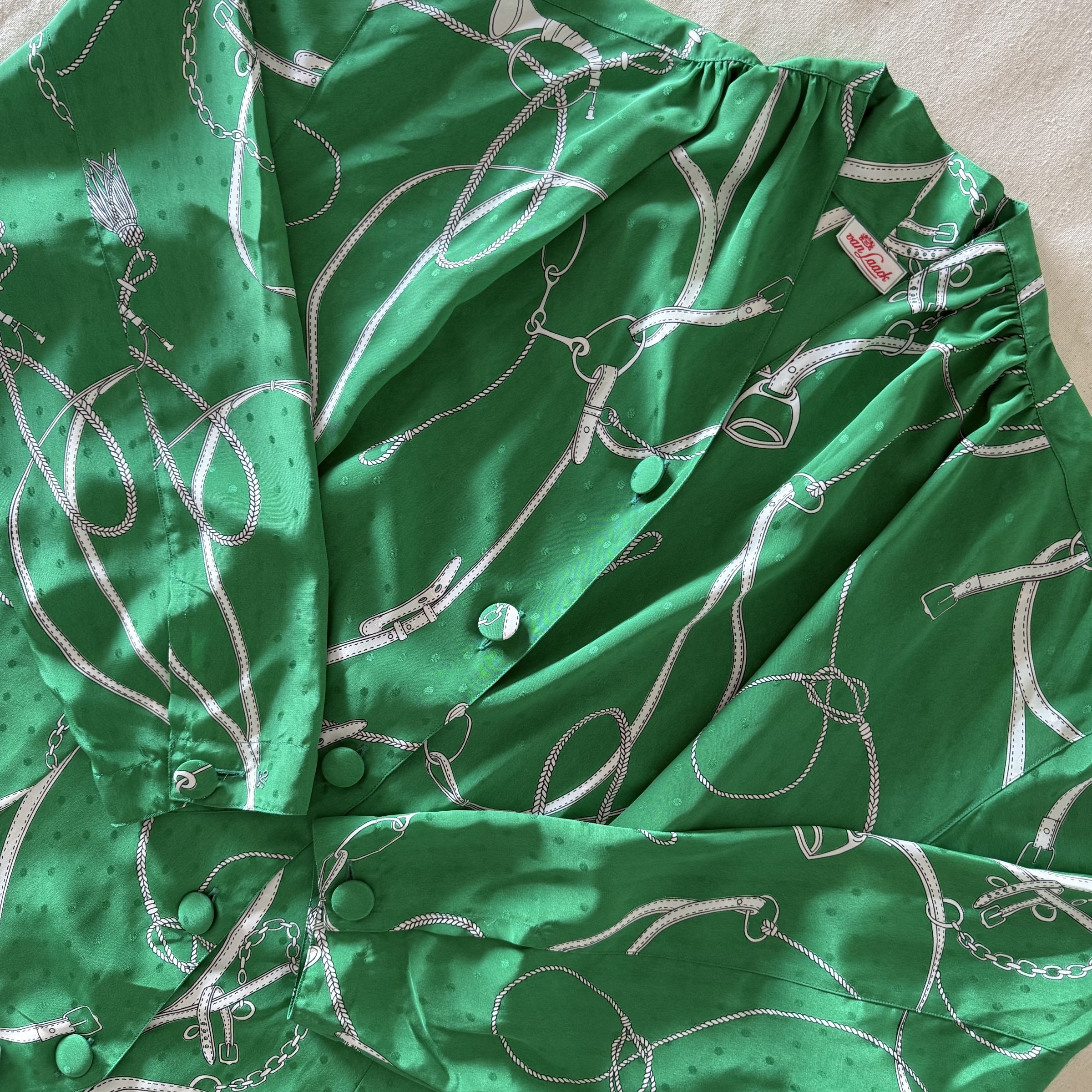 90s Green Equestrian Blouse — 5