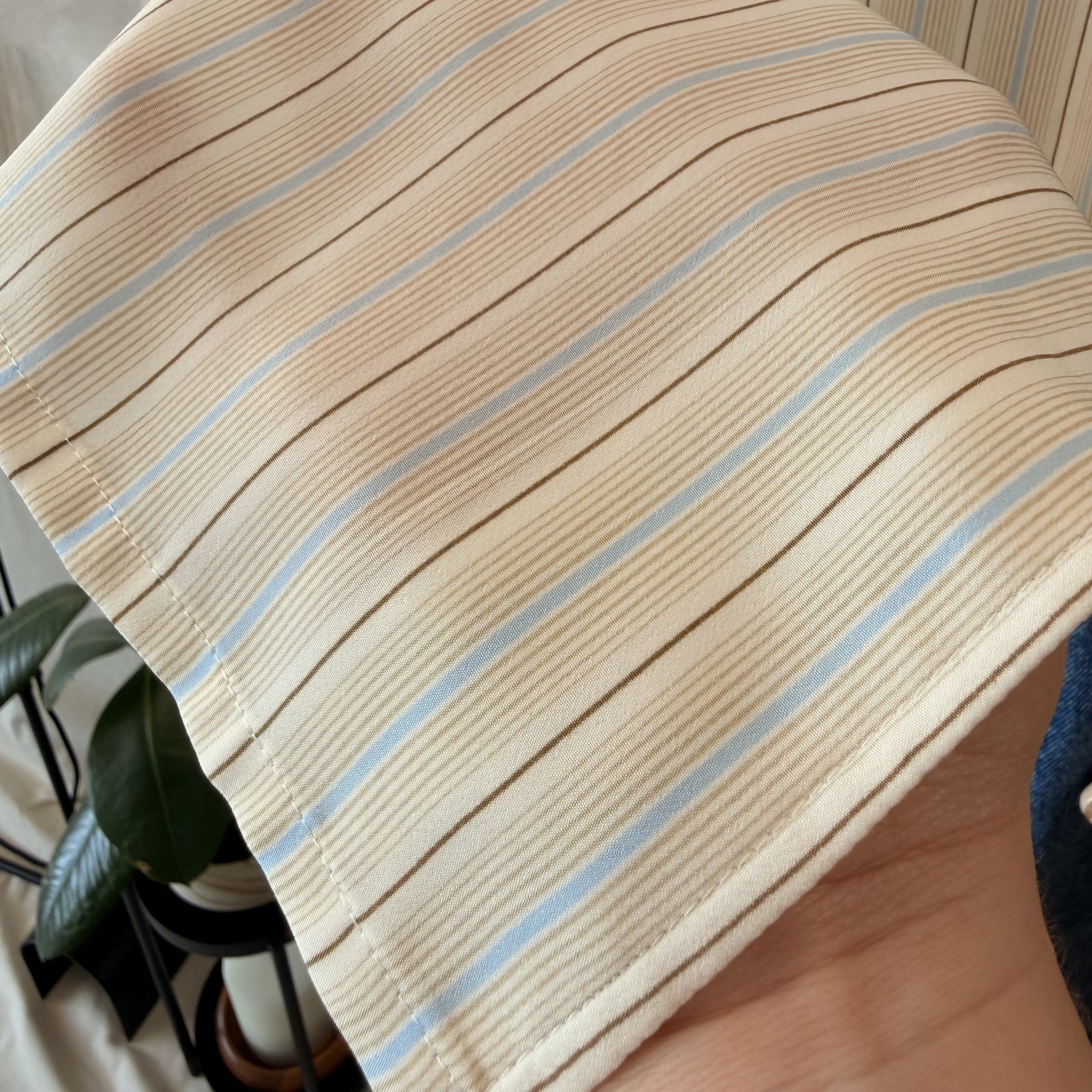 90s Cream Blue Striped Blouse — 4